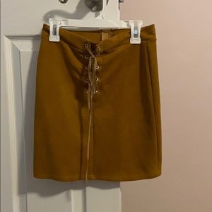 Brown lace up skirt